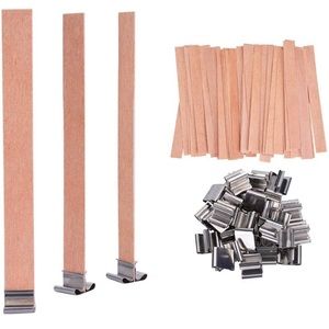 Wood candle wicks plus metal base for candlemaking⭐️